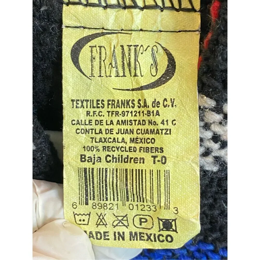 Frank’s Textiles Baja Kids 4T Black/Blue/Red Stripe Pullover Hoodie